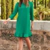 Emerald Green Ruffle Hem Shift Dress -Sosandar Fashion Store web 78 a22dw050gn0020 004 1