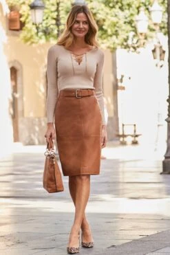 Champagne Gold Metallic Knitted Top With Lace Up Detail 9 Champagne Gold Metallic Knitted Top With Lace Up Detail -Sosandar Fashion Store web 79 s23tk876mc0003 031