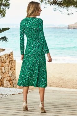 Green Leopard Print Wrap Front Midi Jersey Dress 8 Green Leopard Print Wrap Front Midi Jersey Dress -Sosandar Fashion Store web 81 a21dj012gran01 118 2