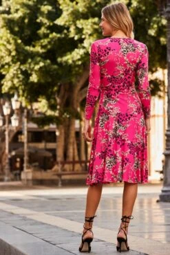 Pink WOW Print Faux Wrap Midi Jersey Dress 11 Pink WOW Print Faux Wrap Midi Jersey Dress -Sosandar Fashion Store web 83 a20dj065picv01 235 1 1