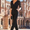 Black Organza Spot Sleeve Wrap Front Jumpsuit 2 Black Organza Spot Sleeve Wrap Front Jumpsuit -Sosandar Fashion Store web 83 s22jj003bk0001 055 1