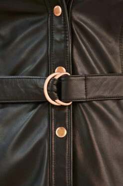 Black Rose Gold Popper Front Belted Leather Dress 14 Black Rose Gold Popper Front Belted Leather Dress -Sosandar Fashion Store web 85 s22dl055bk 159