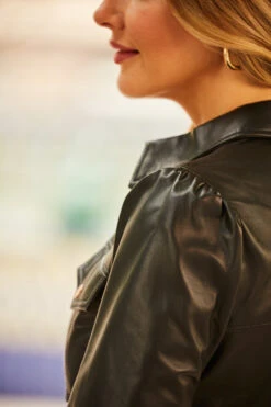 Black Rose Gold Popper Front Belted Leather Dress 13 Black Rose Gold Popper Front Belted Leather Dress -Sosandar Fashion Store web 85 s22dl055bk 171