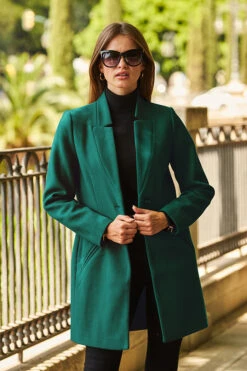 Green Faux Wool Notch Neck Coat 11 Green Faux Wool Notch Neck Coat -Sosandar Fashion Store web 90 a22ow008gn0037