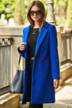 Cobalt Blue Single Breasted Coat -Sosandar Fashion Store web 91 a22ow007be0001 s21ac024blan01 047