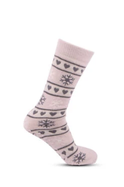 Grey & Pink Snowflake Print Totes Two Pack Slipper Socks -Sosandar Fashion Store web a23ac053mi0001 6