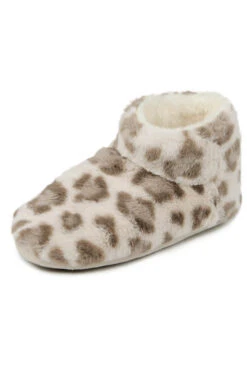 Natural Leopard Print Totes Faux Fur Boot Slippers -Sosandar Fashion Store web a23fw103nlbn01 3