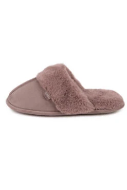 Mocha Totes Faux Fur Mule Slippers -Sosandar Fashion Store web a23fw106mk0001 4
