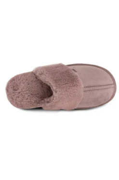 Mocha Totes Faux Fur Mule Slippers -Sosandar Fashion Store web a23fw106mk0001 5