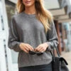 Silver Metallic Knit Jumper -Sosandar Fashion Store web a20tk003 5842954