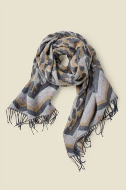 Amber Soft Grey Leopard Print Oversized Scarf