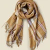 Ola Soft Beige Check Oversized Scarf