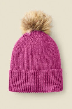 Penny Bright Pink Rib Pom Pom Knitted Hat