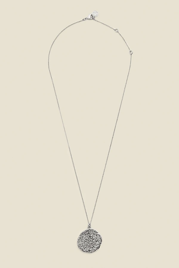 Silver Plated Hammered Pendant Necklace 4 Silver Plated Hammered Pendant Necklace - Image 2
