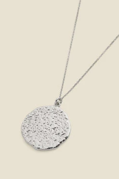 Silver Plated Hammered Pendant Necklace 7 Silver Plated Hammered Pendant Necklace -Sosandar Fashion Store web a21ac063 b silver