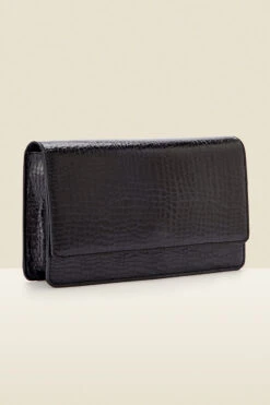 Black Snake Faux Leather Clutch Bag -Sosandar Fashion Store web a21ac079 d rt