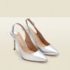 Sierra Silver Leather Slingback Court Shoe