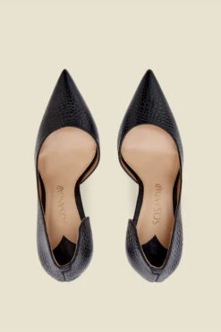 Isla Black Croc Leather Cut Out Detail Stiletto Court Shoe -Sosandar Fashion Store web a21fw056bk0001 3
