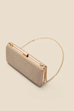 Champagne Gold Clasp Detail Box Clutch Bag -Sosandar Fashion Store web a22ac002cm d
