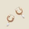 Gold Pearl Trim Hoop Earrings -Sosandar Fashion Store web a22ac021 b
