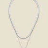 Silver Square Pendant Slinky Chain Layered Necklace -Sosandar Fashion Store web a22ac022 silver a