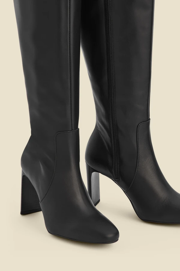 Brooke Black Leather Curved Heel Knee High Boot 5 Brooke Black Leather Curved Heel Knee High Boot - Image 3