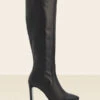 Brooke Black Leather Curved Heel Knee High Boot 2 Brooke Black Leather Curved Heel Knee High Boot -Sosandar Fashion Store web a22fw012bk 1 1