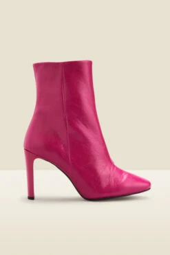 Riley Hot Pink Leather Slim Heel Ankle Boot