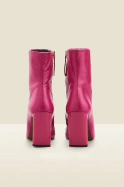 Riley Hot Pink Leather Slim Heel Ankle Boot -Sosandar Fashion Store web a22fw027pk c