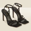 Adelaide Black Suede Multi Strap Square Toe Sandal -Sosandar Fashion Store web a22fw034bk a