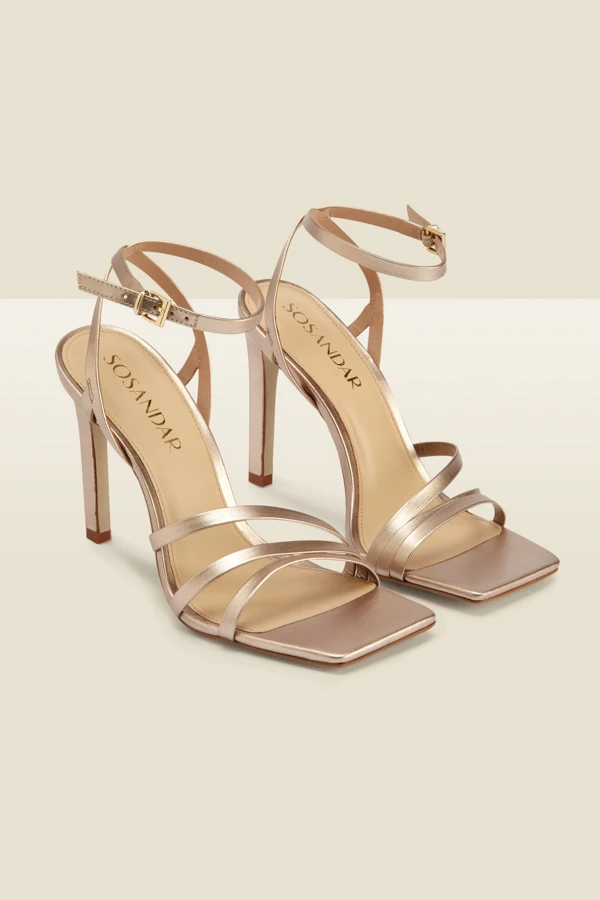 Adelaide Gold Leather Multi Strap Square Toe Sandal 4 Adelaide Gold Leather Multi Strap Square Toe Sandal - Image 2
