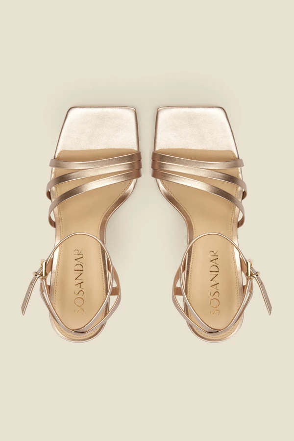 Adelaide Gold Leather Multi Strap Square Toe Sandal 5 Adelaide Gold Leather Multi Strap Square Toe Sandal - Image 3