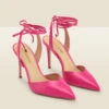 Valeria Hot Pink Leather Pointed Toe Court With Ankle Wrap -Sosandar Fashion Store web a22fw036pk a