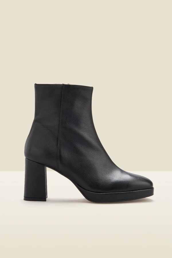 Naomi Black Leather Block Heel Platform Ankle Boot 4 Naomi Black Leather Block Heel Platform Ankle Boot - Image 2