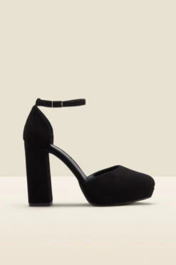 Cici Black Suede Platform Block Heel -Sosandar Fashion Store web a22fw040bk a 1