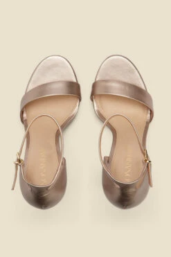 Serene Gold Leather Barely There Platform Heels -Sosandar Fashion Store web a22fw041mc c