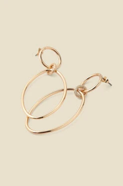 Gold Oval Hoop Drop Earrings -Sosandar Fashion Store web a23ac025mc00030one a