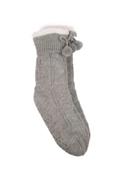 Grey Totes Textured Slipper Socks With Tassel Detail -Sosandar Fashion Store web a23ac051gy0015 2
