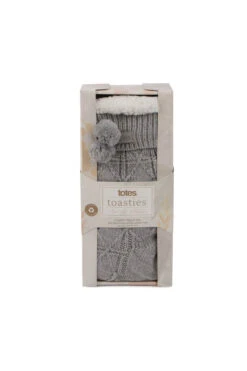 Grey Totes Textured Slipper Socks With Tassel Detail -Sosandar Fashion Store web a23ac051gy0015 4