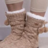 Natural Totes Textured Slipper Socks With Tassel Detail -Sosandar Fashion Store web a23ac052nl0003