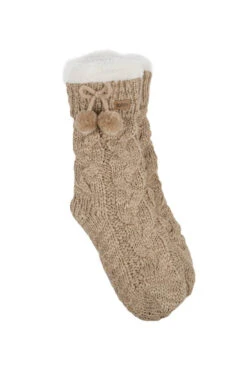 Natural Totes Textured Slipper Socks With Tassel Detail -Sosandar Fashion Store web a23ac052nl0003 2