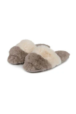 Natural Totes Faux Fur Slider Slippers -Sosandar Fashion Store web a23fw102nl0003 2
