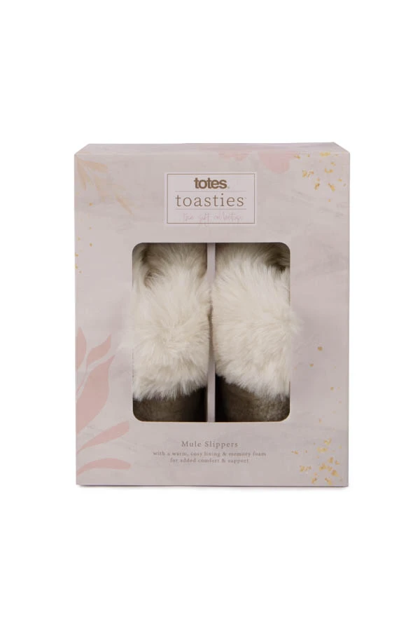 Cream Totes Textured Faux Fur Mule Slippers 10 Cream Totes Textured Faux Fur Mule Slippers - Image 8