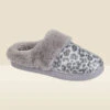 Silver Glitter Leopard Print Mule Slippers With Faux Fur Lining -Sosandar Fashion Store web a23fw107mc0005 2