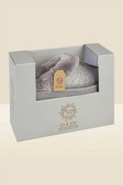 Silver Glitter Mule Slippers With Faux Fur Lining 7 Silver Glitter Mule Slippers With Faux Fur Lining -Sosandar Fashion Store web a23fw108mc0005