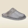 Silver Glitter Mule Slippers With Faux Fur Lining -Sosandar Fashion Store web a23fw108mc0005 3