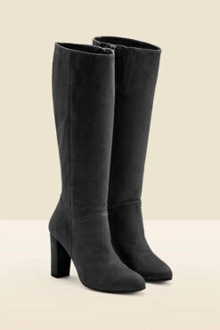 Blake Black Suede Knee High Boot 9 Blake Black Suede Knee High Boot -Sosandar Fashion Store web aw19fw25bn0003 b black rt 1 1