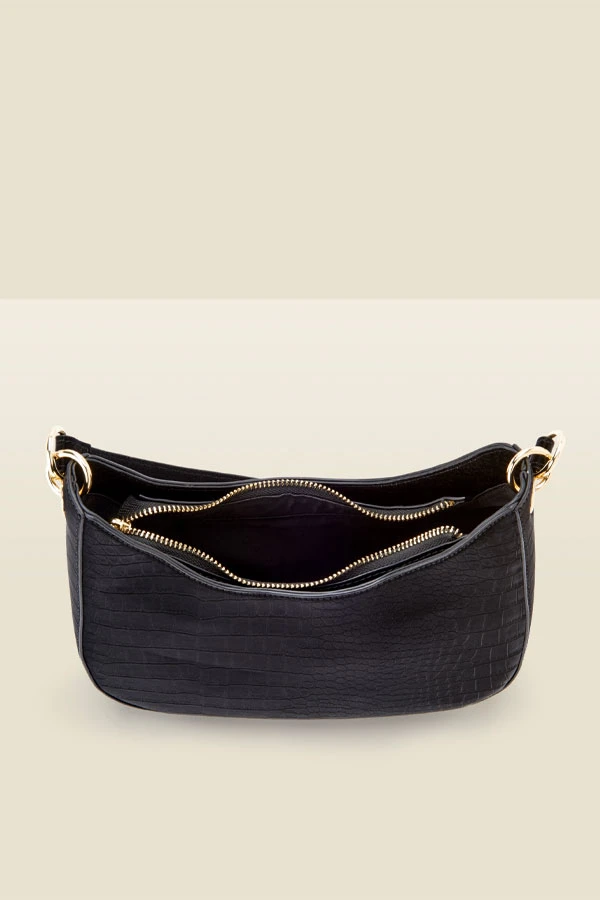 Black Croc Faux Leather Shoulder Bag 6 Black Croc Faux Leather Shoulder Bag - Image 4