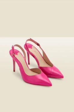 Carmen Hot Pink Leather Slingback Court Shoe 12 Carmen Hot Pink Leather Slingback Court Shoe -Sosandar Fashion Store web carmen pink