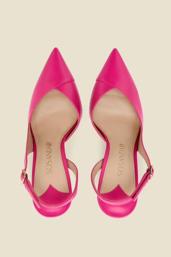 Carmen Hot Pink Leather Slingback Court Shoe 7 Carmen Hot Pink Leather Slingback Court Shoe - Image 5